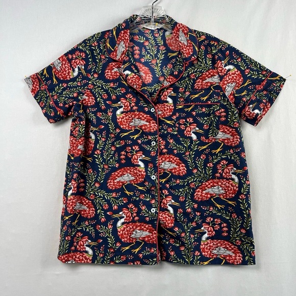 Printfresh Other - Print fresh Pajama Top Womens XS Shirt Queen Bird Button Up Short Sleeve